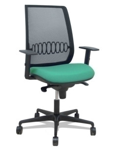 SILLA PIQUERAS Y CRESPO ALARES BRAZOS REGULABLES ERGONOMICA MECANISMO SINCRO RESPALDO MALLA NEGRA ASIENTO TAPIZADO BALI VERDE ES