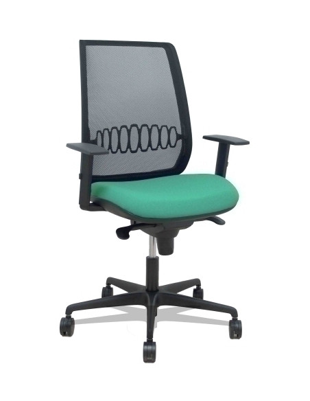 SILLA PIQUERAS Y CRESPO ALARES BRAZOS REGULABLES ERGONOMICA MECANISMO SINCRO RESPALDO MALLA NEGRA ASIENTO TAPIZADO BALI VERDE ES