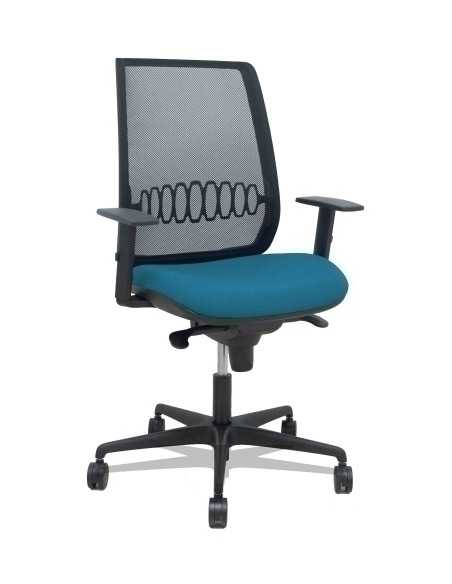 SILLA PIQUERAS Y CRESPO ALARES BRAZOS REGULABLES ERGONOMICA MECANISMO SINCRO RESPALDO MALLA NEGRA ASIENTO TAPIZADO BALI VERDE PE