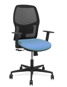 SILLA PIQUERAS Y CRESPO ALFERA BRAZOS REGULABLES ERGONOMICA MECANISMO SINCRO RESPALDO MALLA NEGRA ASIENTO TAPIZADO BALI AZUL CIE