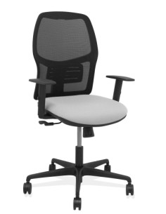 SILLA PIQUERAS Y CRESPO ALFERA BRAZOS REGULABLES ERGONOMICA MECANISMO SINCRO RESPALDO MALLA NEGRA ASIENTO TAPIZADO BALI GRIS CLA
