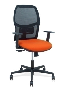 SILLA PIQUERAS Y CRESPO ALFERA BRAZOS REGULABLES ERGONOMICA MECANISMO SINCRO RESPALDO MALLA NEGRA ASIENTO TAPIZADO BALI NARANJA 