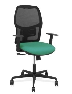 SILLA PIQUERAS Y CRESPO ALFERA BRAZOS REGULABLES ERGONOMICA MECANISMO SINCRO RESPALDO MALLA NEGRA ASIENTO TAPIZADO BALI VERDE ES