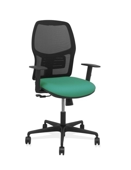 SILLA PIQUERAS Y CRESPO ALFERA BRAZOS REGULABLES ERGONOMICA MECANISMO SINCRO RESPALDO MALLA NEGRA ASIENTO TAPIZADO BALI VERDE ES