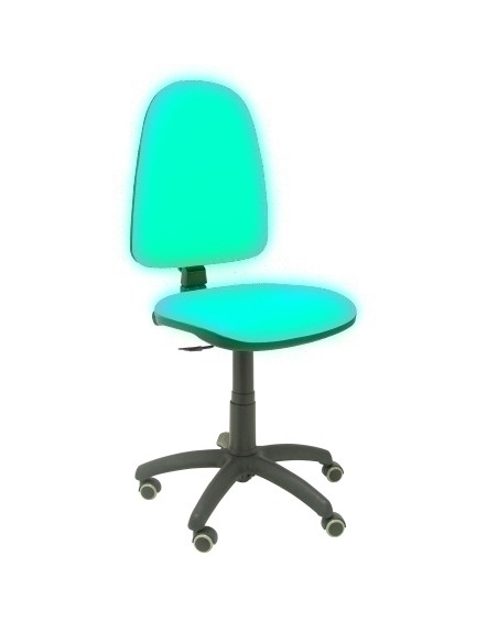 SILLA PIQUERAS Y CRESPO AYNA MECANISMO CONTACTO PERMANENTE RUEDAS de PARQUET ASIENTO Y RESPALDO TAPIZADO SIMILPIEL VERDE TURQUES