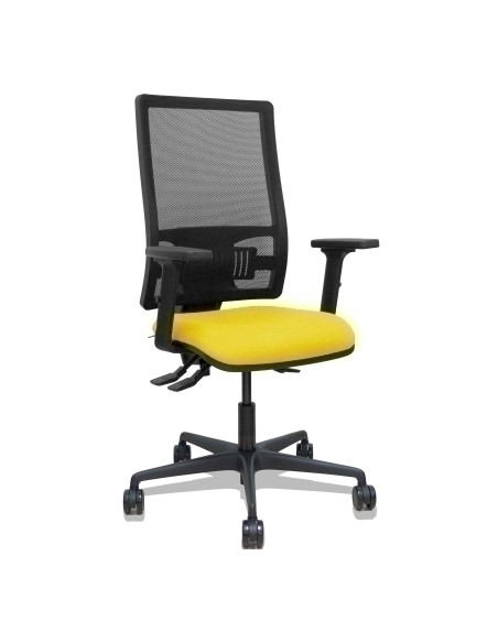 SILLA PIQUERAS Y CRESPO BORMATE BRAZOS 2D Y APOYO LUMBAR REGULABLES MECANISMO ASINCRO RUEDAS NYLON de 65 RESPALDO DE MALLA NEGRA