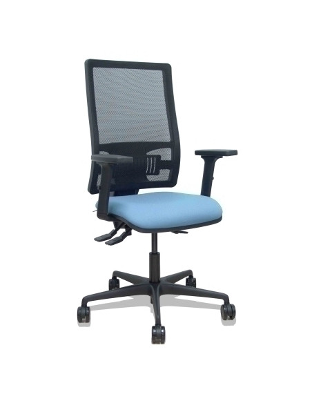 SILLA PIQUERAS Y CRESPO BORMATE BRAZOS 2D Y APOYO LUMBAR REGULABLES MECANISMO ASINCRO RUEDAS NYLON de 65 RESPALDO DE MALLA NEGRA