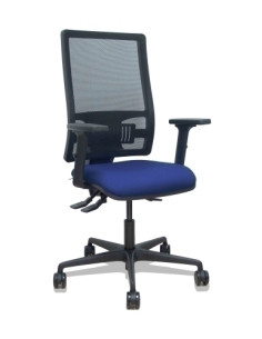 SILLA PIQUERAS Y CRESPO BORMATE BRAZOS 2D Y APOYO LUMBAR REGULABLES MECANISMO ASINCRO RUEDAS NYLON de 65 RESPALDO DE MALLA NEGRA