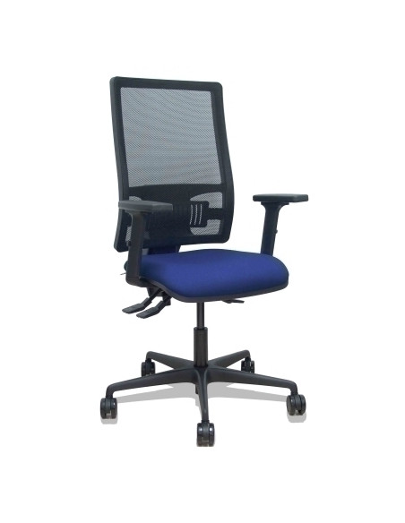 SILLA PIQUERAS Y CRESPO BORMATE BRAZOS 2D Y APOYO LUMBAR REGULABLES MECANISMO ASINCRO RUEDAS NYLON de 65 RESPALDO DE MALLA NEGRA