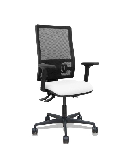 SILLA PIQUERAS Y CRESPO BORMATE BRAZOS 2D Y APOYO LUMBAR REGULABLES MECANISMO ASINCRO RUEDAS NYLON de 65 RESPALDO DE MALLA NEGRA