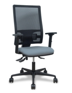 SILLA PIQUERAS Y CRESPO BORMATE BRAZOS 2D Y APOYO LUMBAR REGULABLES MECANISMO ASINCRO RUEDAS NYLON de 65 RESPALDO DE MALLA NEGRA
