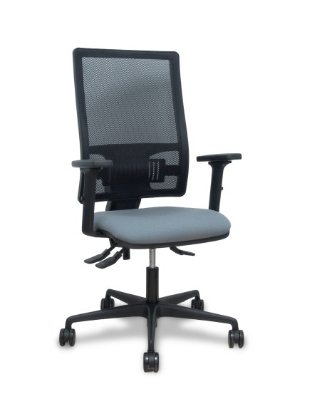 SILLA PIQUERAS Y CRESPO BORMATE BRAZOS 2D Y APOYO LUMBAR REGULABLES MECANISMO ASINCRO RUEDAS NYLON de 65 RESPALDO DE MALLA NEGRA
