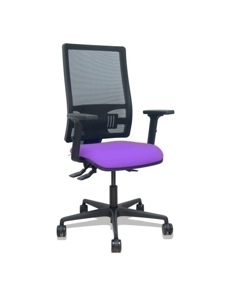 SILLA PIQUERAS Y CRESPO BORMATE BRAZOS 2D Y APOYO LUMBAR REGULABLES MECANISMO ASINCRO RUEDAS NYLON de 65 RESPALDO DE MALLA NEGRA