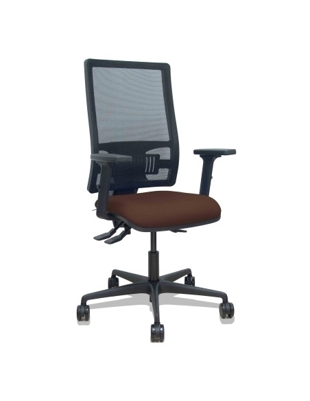 SILLA PIQUERAS Y CRESPO BORMATE BRAZOS 2D Y APOYO LUMBAR REGULABLES MECANISMO ASINCRO RUEDAS NYLON de 65 RESPALDO DE MALLA NEGRA