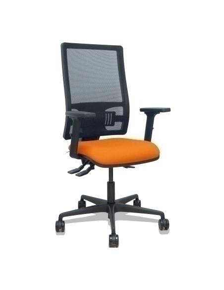 SILLA PIQUERAS Y CRESPO BORMATE BRAZOS 2D Y APOYO LUMBAR REGULABLES MECANISMO ASINCRO RUEDAS NYLON de 65 RESPALDO DE MALLA NEGRA