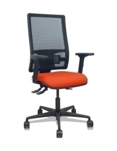 SILLA PIQUERAS Y CRESPO BORMATE BRAZOS 2D Y APOYO LUMBAR REGULABLES MECANISMO ASINCRO RUEDAS NYLON de 65 RESPALDO DE MALLA NEGRA