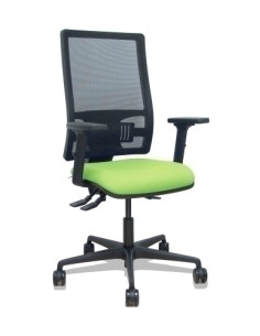 SILLA PIQUERAS Y CRESPO BORMATE BRAZOS 2D Y APOYO LUMBAR REGULABLES MECANISMO ASINCRO RUEDAS NYLON de 65 RESPALDO DE MALLA NEGRA