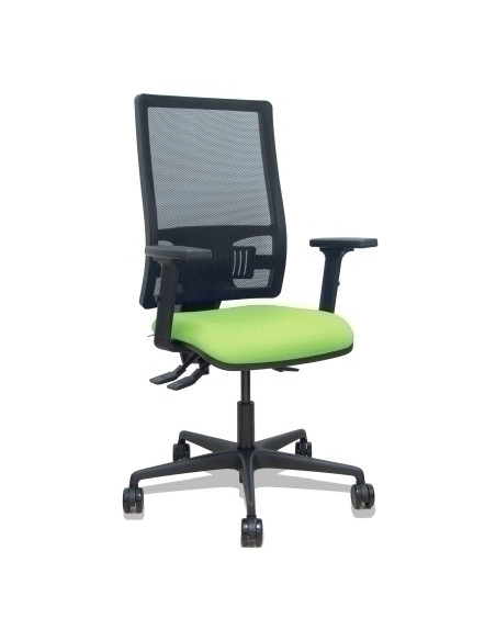 SILLA PIQUERAS Y CRESPO BORMATE BRAZOS 2D Y APOYO LUMBAR REGULABLES MECANISMO ASINCRO RUEDAS NYLON de 65 RESPALDO DE MALLA NEGRA