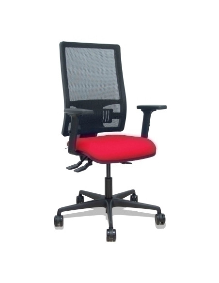 SILLA PIQUERAS Y CRESPO BORMATE BRAZOS 2D Y APOYO LUMBAR REGULABLES MECANISMO ASINCRO RUEDAS NYLON de 65 RESPALDO DE MALLA NEGRA