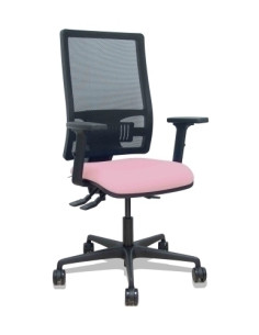 SILLA PIQUERAS Y CRESPO BORMATE BRAZOS 2D Y APOYO LUMBAR REGULABLES MECANISMO ASINCRO RUEDAS NYLON de 65 RESPALDO DE MALLA NEGRA