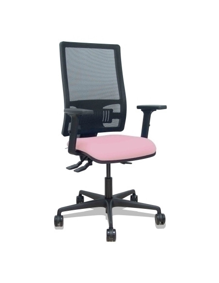 SILLA PIQUERAS Y CRESPO BORMATE BRAZOS 2D Y APOYO LUMBAR REGULABLES MECANISMO ASINCRO RUEDAS NYLON de 65 RESPALDO DE MALLA NEGRA