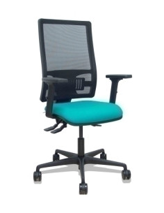 SILLA PIQUERAS Y CRESPO BORMATE BRAZOS 2D Y APOYO LUMBAR REGULABLES MECANISMO ASINCRO RUEDAS NYLON de 65 RESPALDO DE MALLA NEGRA