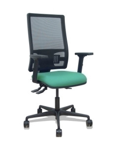 SILLA PIQUERAS Y CRESPO BORMATE BRAZOS 2D Y APOYO LUMBAR REGULABLES MECANISMO ASINCRO RUEDAS NYLON de 65 RESPALDO DE MALLA NEGRA