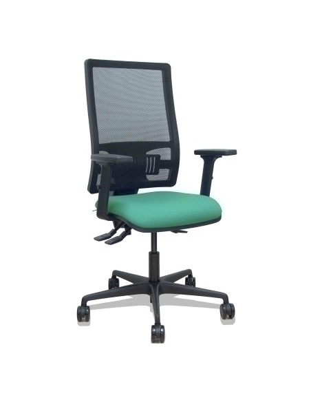 SILLA PIQUERAS Y CRESPO BORMATE BRAZOS 2D Y APOYO LUMBAR REGULABLES MECANISMO ASINCRO RUEDAS NYLON de 65 RESPALDO DE MALLA NEGRA