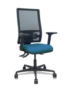 SILLA PIQUERAS Y CRESPO BORMATE BRAZOS 2D Y APOYO LUMBAR REGULABLES MECANISMO ASINCRO RUEDAS NYLON de 65 RESPALDO DE MALLA NEGRA