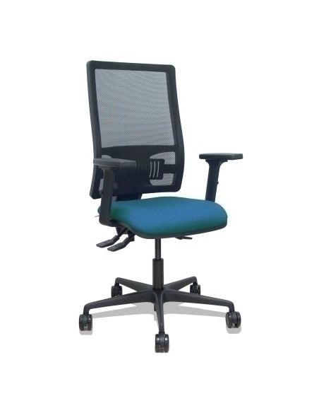 SILLA PIQUERAS Y CRESPO BORMATE BRAZOS 2D Y APOYO LUMBAR REGULABLES MECANISMO ASINCRO RUEDAS NYLON de 65 RESPALDO DE MALLA NEGRA