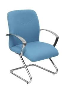 SILLA PIQUERAS Y CRESPO CAUDETE CONFIDENTE ESTRUCTURA PATIN ACABADO CROMADO BRAZOS FIJOS ASIENTO Y RESPALDO TAPIZADO BALI AZUL C