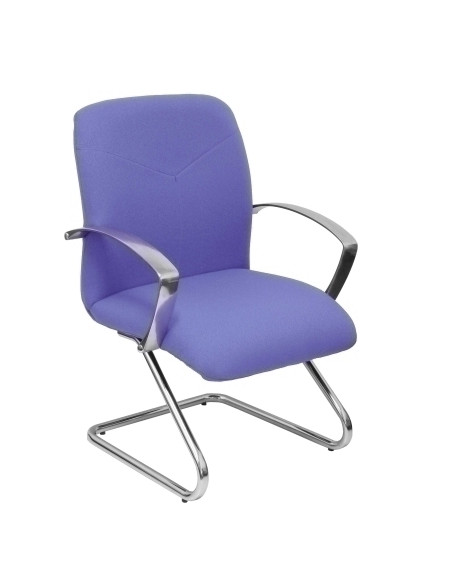 SILLA PIQUERAS Y CRESPO CAUDETE CONFIDENTE ESTRUCTURA PATIN ACABADO CROMADO BRAZOS FIJOS ASIENTO Y RESPALDO TAPIZADO BALI AZUL C