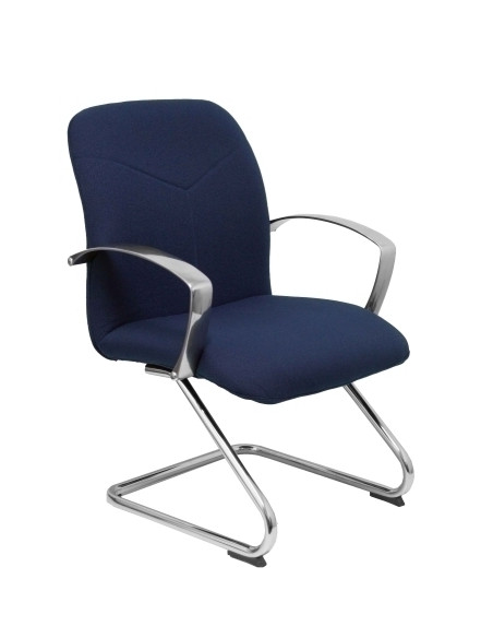 SILLA PIQUERAS Y CRESPO CAUDETE CONFIDENTE ESTRUCTURA PATIN ACABADO CROMADO BRAZOS FIJOS ASIENTO Y RESPALDO TAPIZADO BALI AZUL M