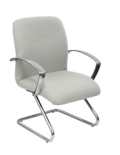 SILLA PIQUERAS Y CRESPO CAUDETE CONFIDENTE ESTRUCTURA PATIN ACABADO CROMADO BRAZOS FIJOS ASIENTO Y RESPALDO TAPIZADO BALI GRIS C