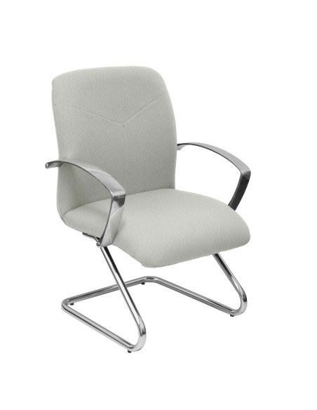 SILLA PIQUERAS Y CRESPO CAUDETE CONFIDENTE ESTRUCTURA PATIN ACABADO CROMADO BRAZOS FIJOS ASIENTO Y RESPALDO TAPIZADO BALI GRIS C