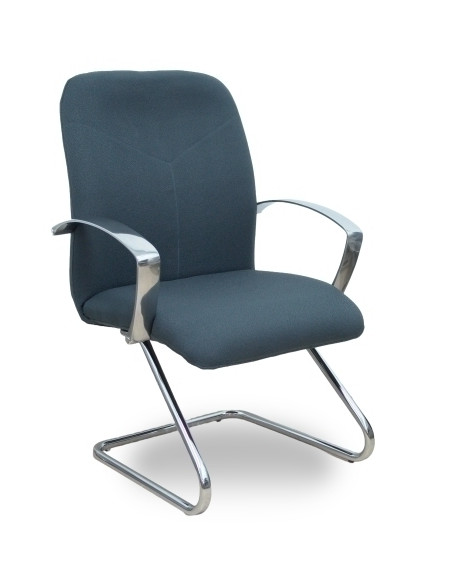 SILLA PIQUERAS Y CRESPO CAUDETE CONFIDENTE ESTRUCTURA PATIN ACABADO CROMADO BRAZOS FIJOS ASIENTO Y RESPALDO TAPIZADO BALI GRIS O