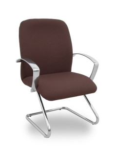 SILLA PIQUERAS Y CRESPO CAUDETE CONFIDENTE ESTRUCTURA PATIN ACABADO CROMADO BRAZOS FIJOS ASIENTO Y RESPALDO TAPIZADO BALI MARRON