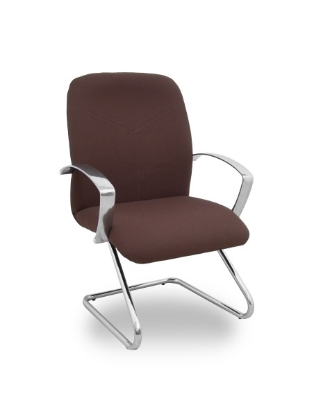 SILLA PIQUERAS Y CRESPO CAUDETE CONFIDENTE ESTRUCTURA PATIN ACABADO CROMADO BRAZOS FIJOS ASIENTO Y RESPALDO TAPIZADO BALI MARRON