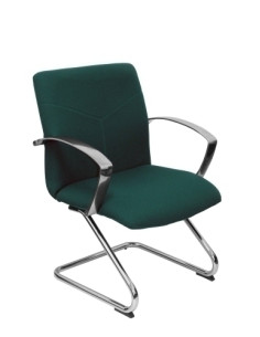 SILLA PIQUERAS Y CRESPO CAUDETE CONFIDENTE ESTRUCTURA PATIN ACABADO CROMADO BRAZOS FIJOS ASIENTO Y RESPALDO TAPIZADO BALI VERDE 