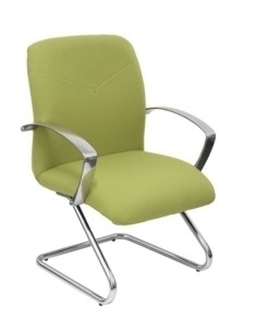 SILLA PIQUERAS Y CRESPO CAUDETE CONFIDENTE ESTRUCTURA PATIN ACABADO CROMADO BRAZOS FIJOS ASIENTO Y RESPALDO TAPIZADO BALI VERDE 