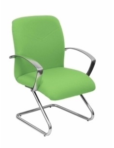 SILLA PIQUERAS Y CRESPO CAUDETE CONFIDENTE ESTRUCTURA PATIN ACABADO CROMADO BRAZOS FIJOS ASIENTO Y RESPALDO TAPIZADO BALI VERDE 