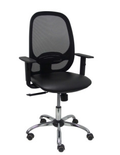 SILLA PIQUERAS Y CRESPO CILANCO NEGRA USO INTENSIVO BRAZOS REGULABLES MECANISMO SINCRO CON REGULADOR DE TENSION REFUERZO LUMBAR 