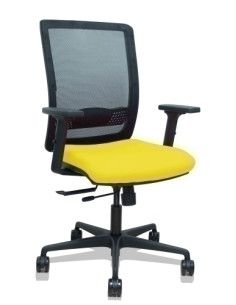 SILLA PIQUERAS Y CRESPO HACHES BRAZOS 2D REGULABLES MECANISMO SINCRO con TRASLACK APOYO LUMBAR RESPALDO MALLA NEGRA Y ASIENTO TA