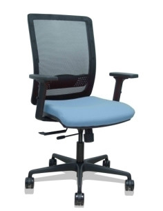SILLA PIQUERAS Y CRESPO HACHES BRAZOS 2D REGULABLES MECANISMO SINCRO con TRASLACK APOYO LUMBAR RESPALDO MALLA NEGRA Y ASIENTO TA