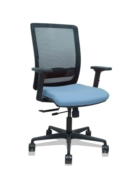 SILLA PIQUERAS Y CRESPO HACHES BRAZOS 2D REGULABLES MECANISMO SINCRO con TRASLACK APOYO LUMBAR RESPALDO MALLA NEGRA Y ASIENTO TA