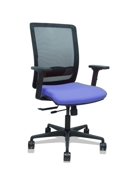 SILLA PIQUERAS Y CRESPO HACHES BRAZOS 2D REGULABLES MECANISMO SINCRO con TRASLACK APOYO LUMBAR RESPALDO MALLA NEGRA Y ASIENTO TA