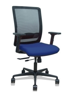 SILLA PIQUERAS Y CRESPO HACHES BRAZOS 2D REGULABLES MECANISMO SINCRO con TRASLACK APOYO LUMBAR RESPALDO MALLA NEGRA Y ASIENTO TA