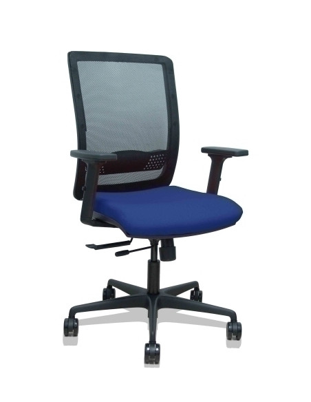 SILLA PIQUERAS Y CRESPO HACHES BRAZOS 2D REGULABLES MECANISMO SINCRO con TRASLACK APOYO LUMBAR RESPALDO MALLA NEGRA Y ASIENTO TA