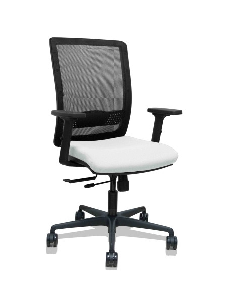 SILLA PIQUERAS Y CRESPO HACHES BRAZOS 2D REGULABLES MECANISMO SINCRO con TRASLACK APOYO LUMBAR RESPALDO MALLA NEGRA Y ASIENTO TA