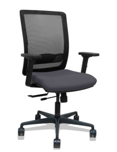 SILLA PIQUERAS Y CRESPO HACHES BRAZOS 2D REGULABLES MECANISMO SINCRO con TRASLACK APOYO LUMBAR RESPALDO MALLA NEGRA Y ASIENTO TA